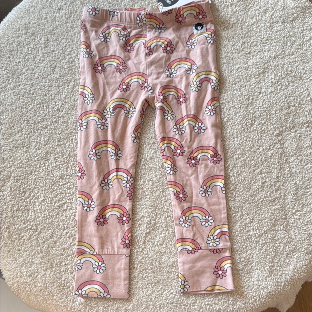 Hux baby Pink Rainbow and Flower Print Leggings